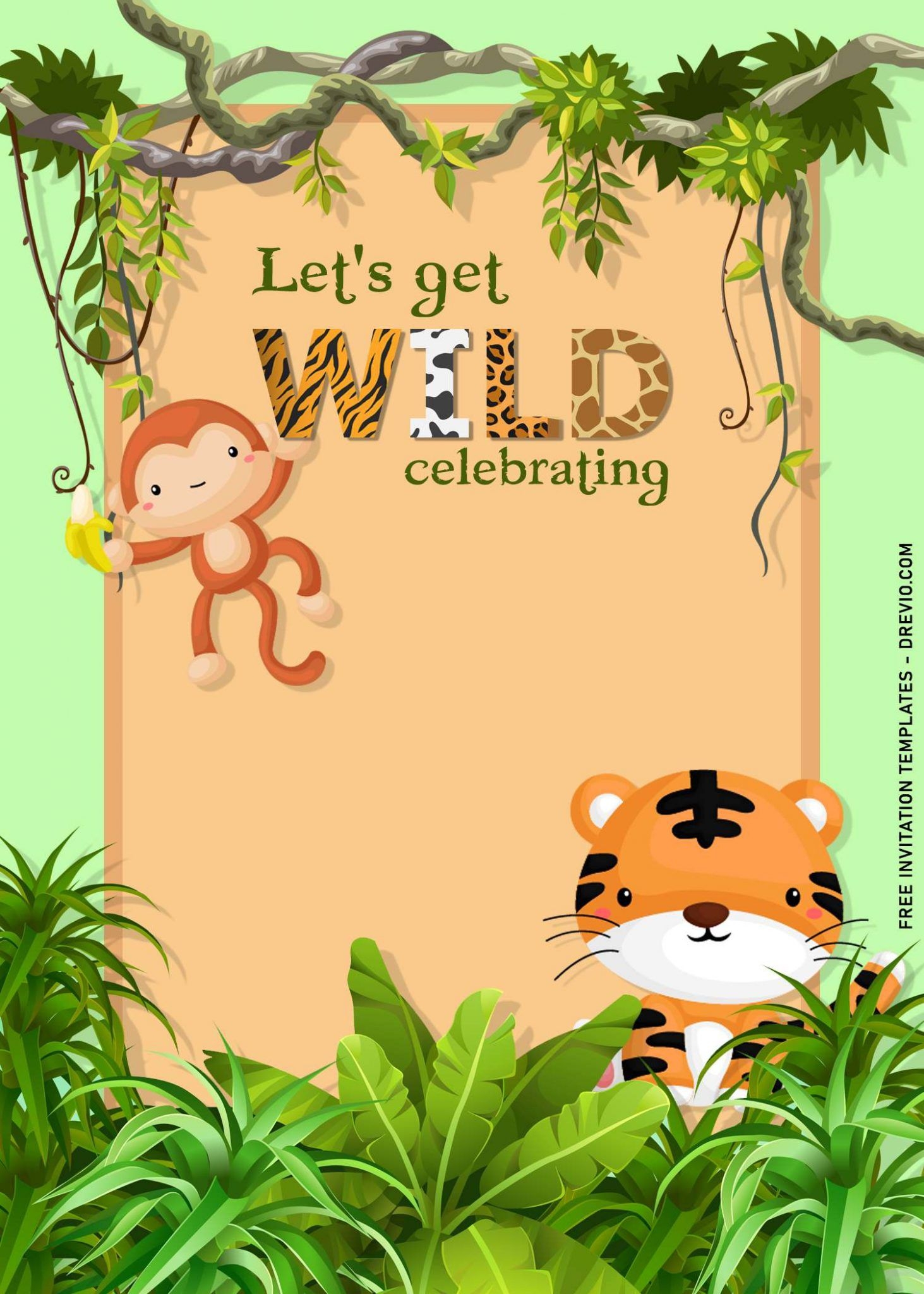 Jungle Theme Blank Safari Invitation Template Dev onallcylinders