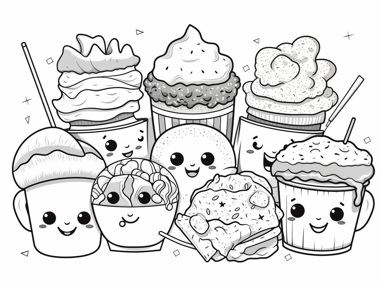 Junk Food And Kawaii Food Coloring Coloring Page