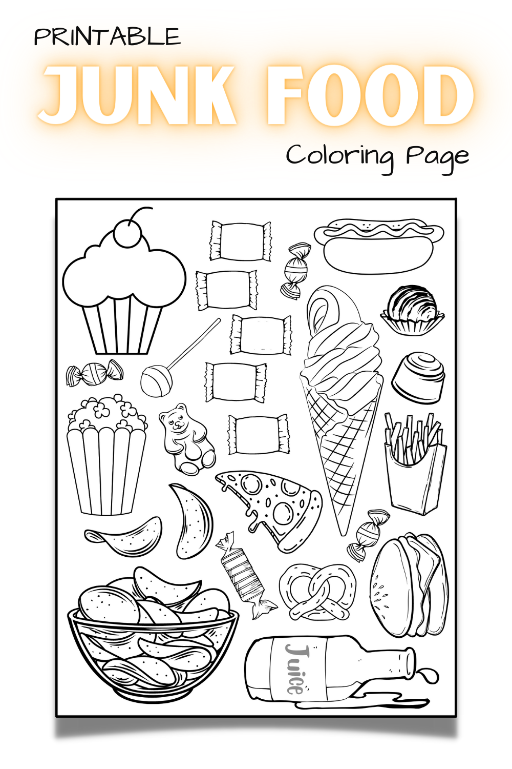 Junk Food Coloring Page For Kids Just Download Print And Enjoy Food 