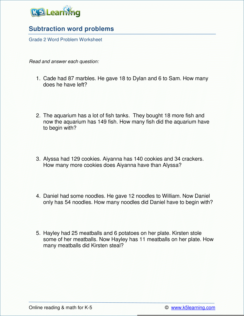 K5 Learning Printable Worksheets Printable Worksheets