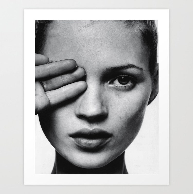 Kate Moss Art Print Fashion Print Wall Art Black And White Etsy