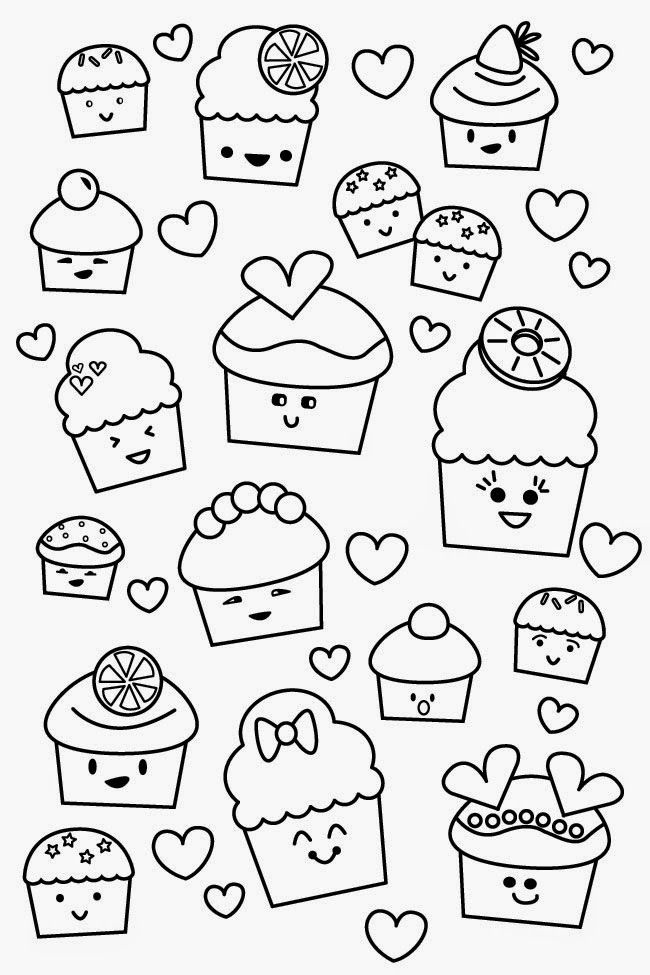 kawaii food coloring pages for kids