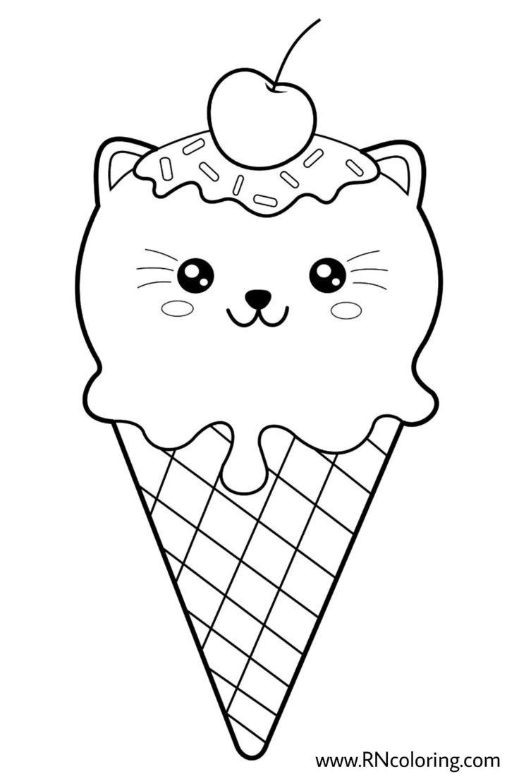 Kawaii Cute Ice Cream Coloring Pages In 2023 Bunny Coloring Pages