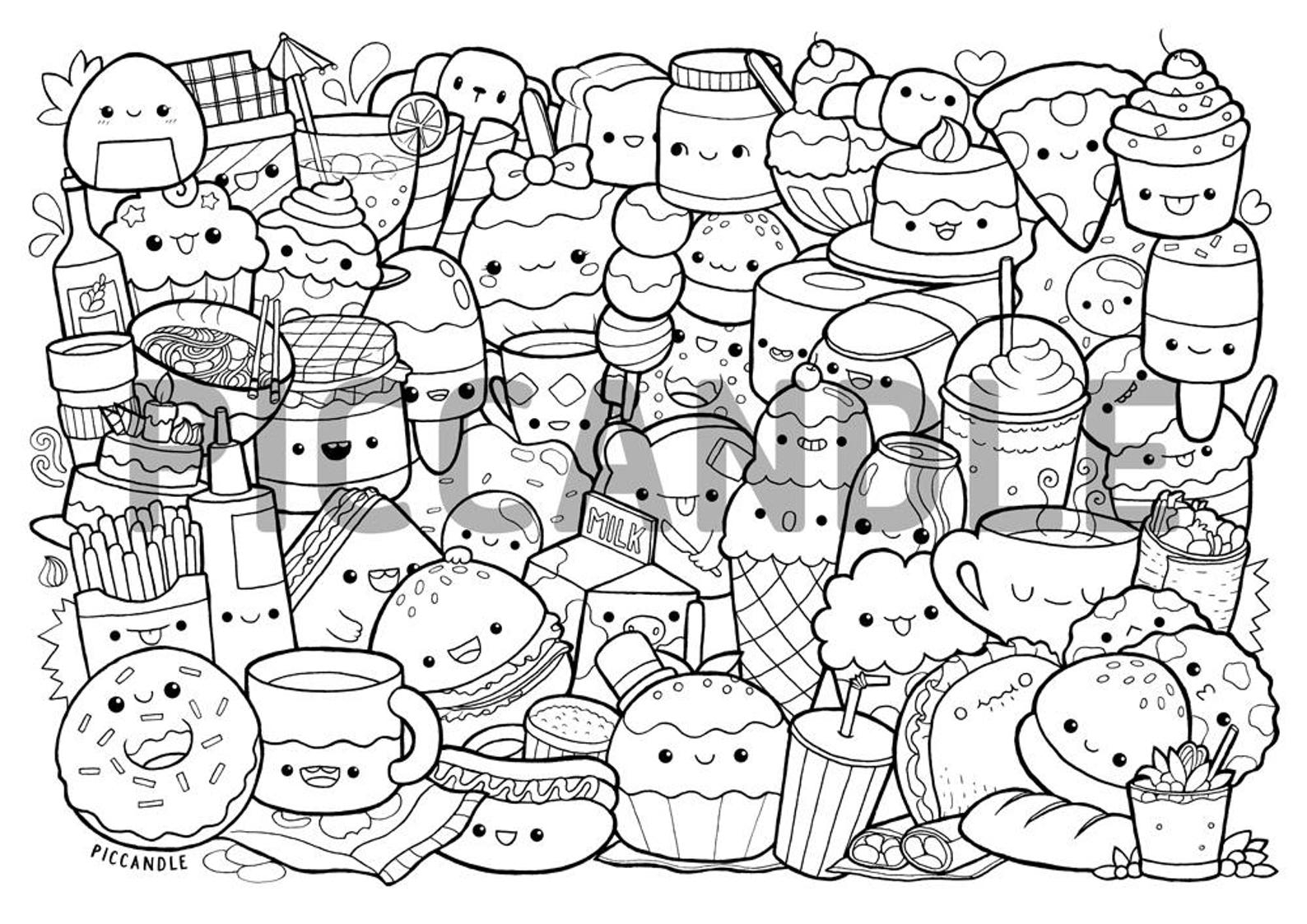 food doodle coloring pages printable