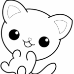 Kawaii Kitty Cat Coloring Page Printable