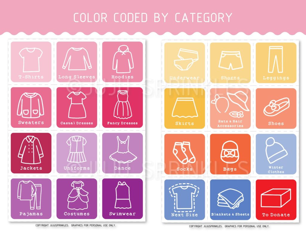 Kids Clothes Closet Organizers Printable Girl Clothing Labels Etsy