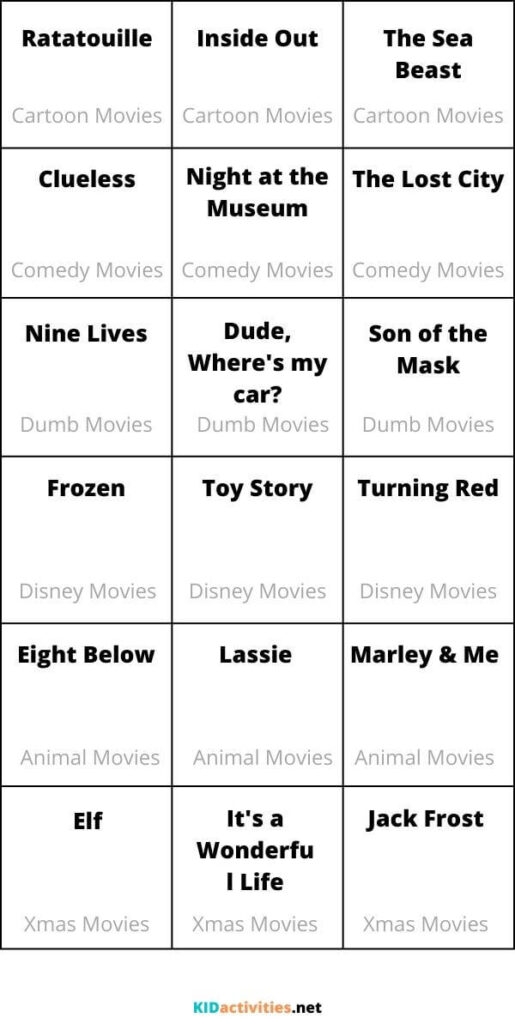 Kids TV Show Charades Cards Free Printable Charades Game 59 OFF