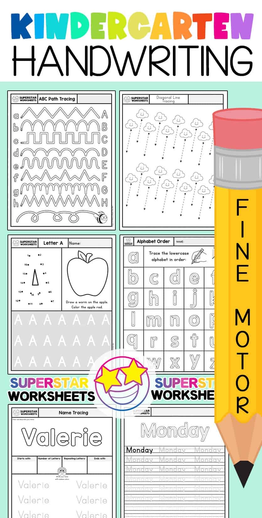 Kindergarten Handwriting Worksheets Superstar Worksheets