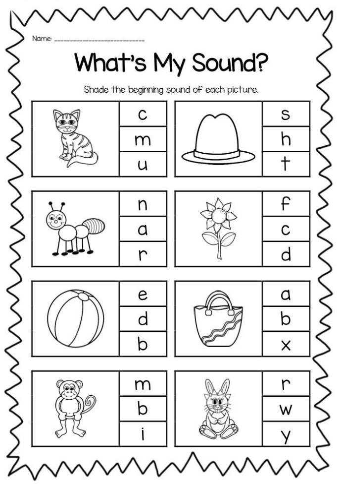 kindergarten phonics worksheets