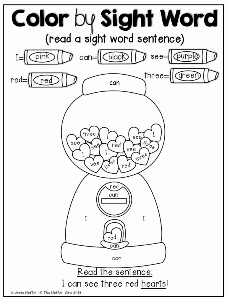 Kindergarten Sight Word Coloring Worksheets Luxury Free Color By Sight