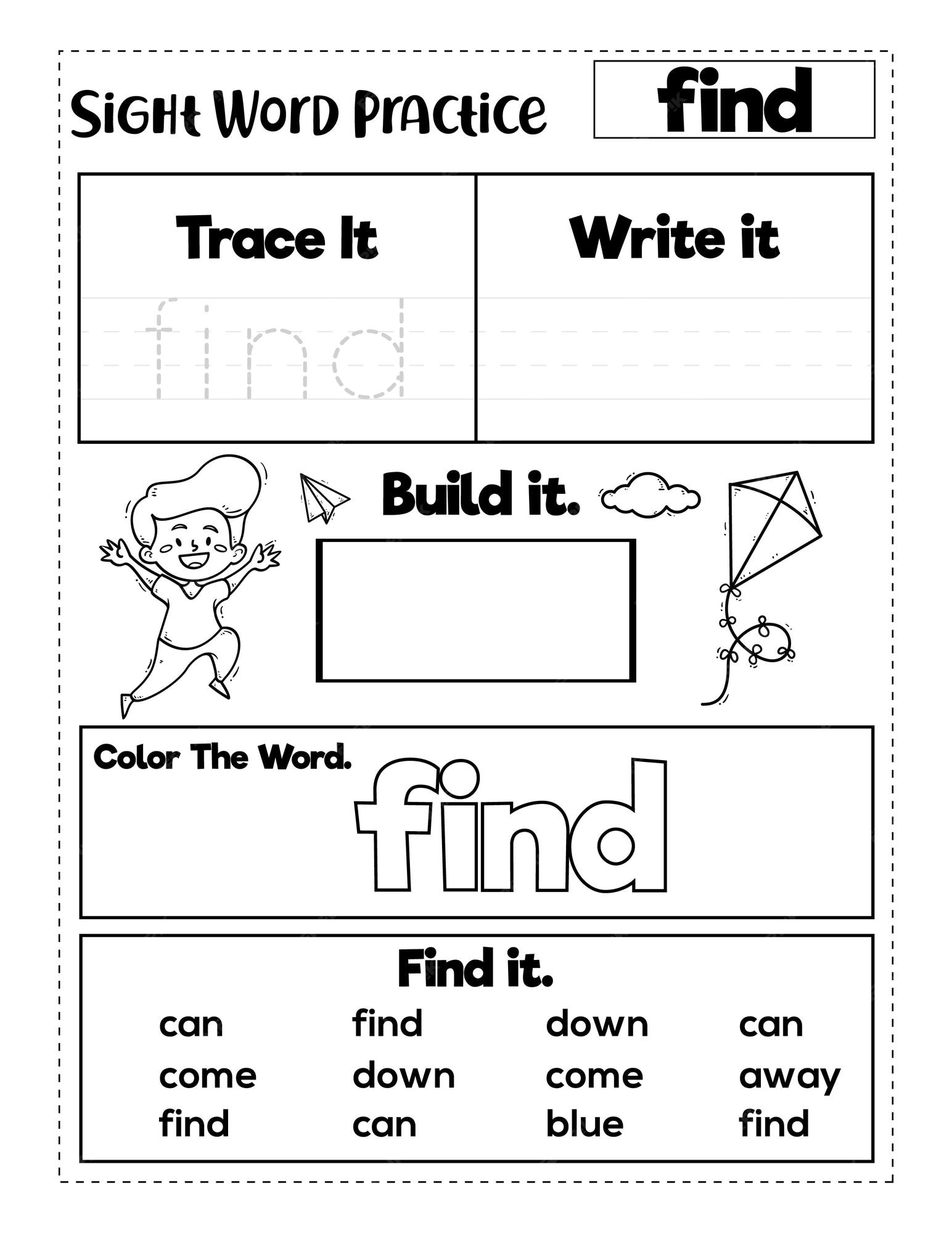 kindergarten sight words worksheets