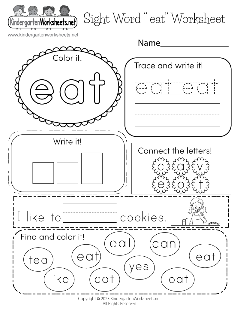 Kindergarten Sight Word Worksheets Pdf Kindergarten