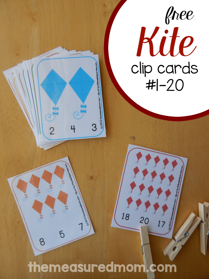 Kite Printable Count Clip Cards 1 20 The Measured Mom