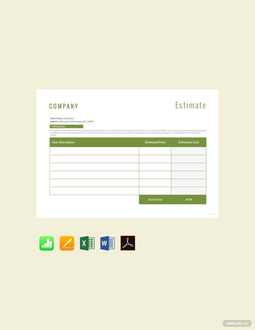 Landscaping Estimate Templates In Word FREE Download Template