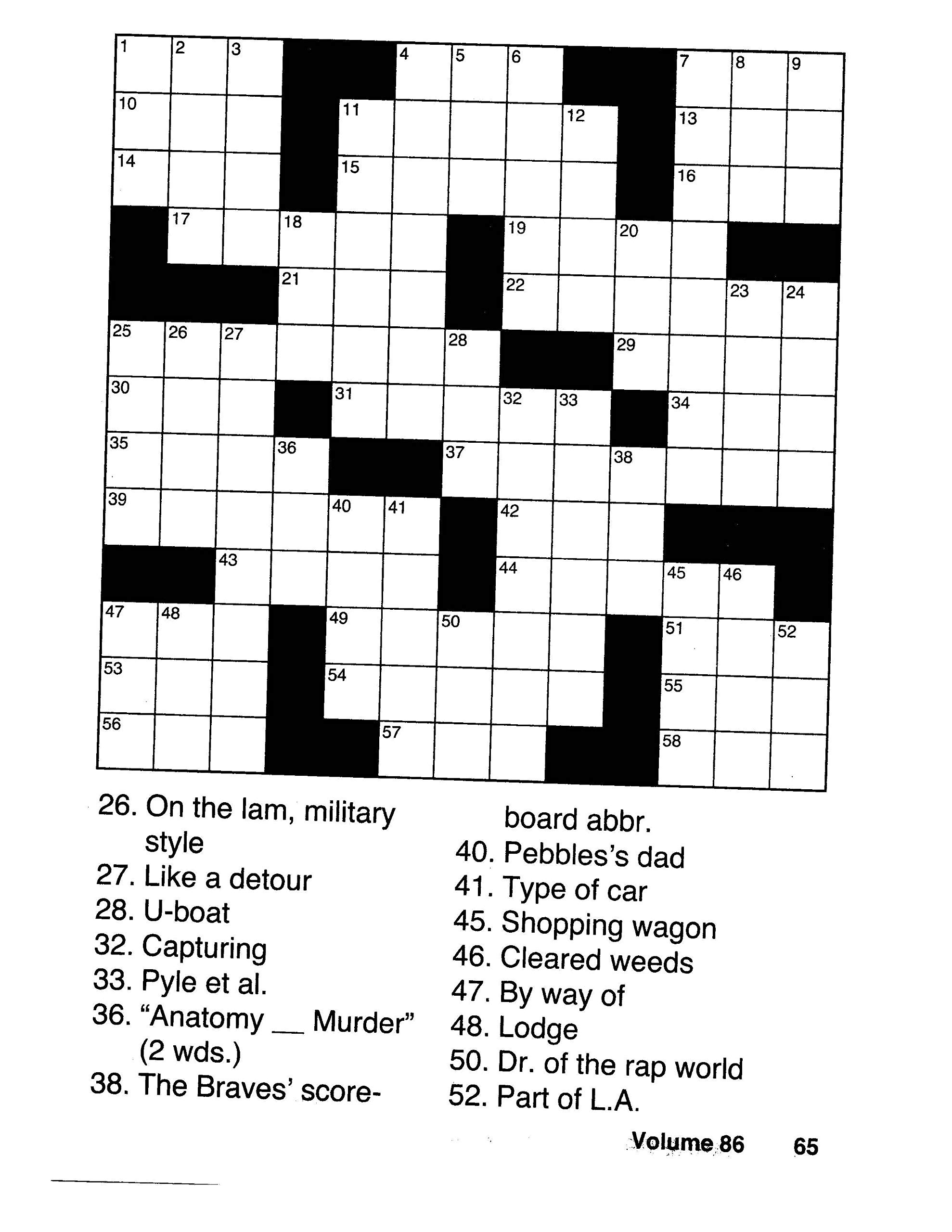 easy printable crossword puzzles for adults