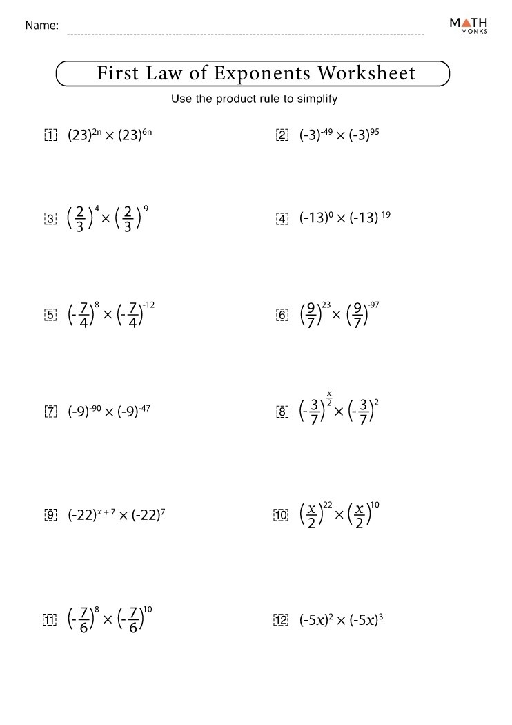 Laws Of Exponents Worksheets Worksheets Worksheet Hero