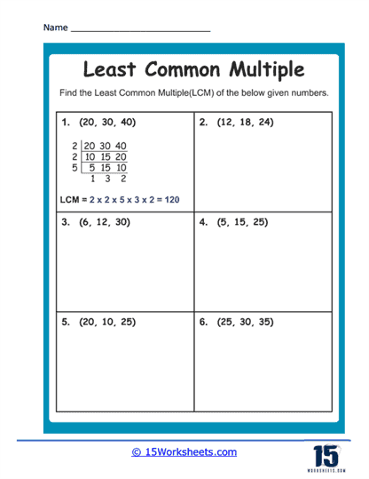 Least Common Multiples Worksheets 15 Worksheets Worksheets Library