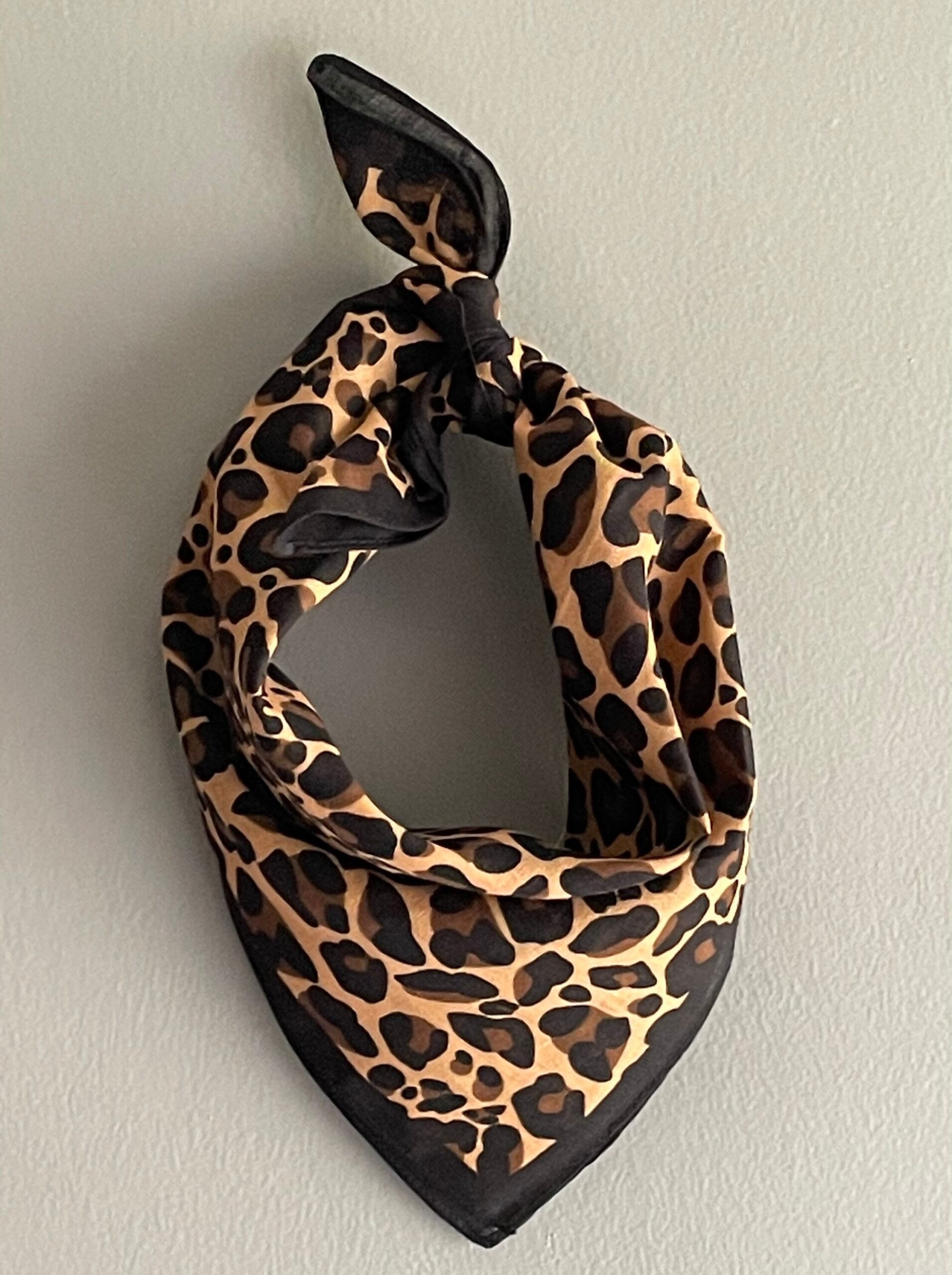 Leopard Print Cotton Bandana Scarf Leopard Print Bandana Neck Scarf 