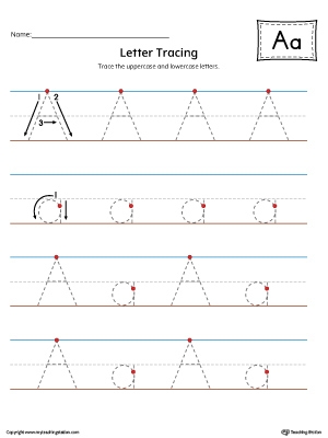Letter A Tracing Printable Worksheet Color MyTeachingStation