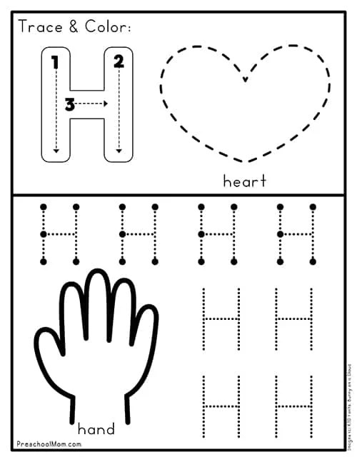 letter h worksheets for preschool