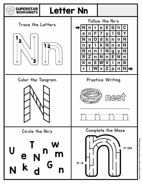 letter n worksheet