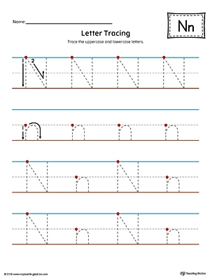 Letter N Tracing Printable Worksheet Color MyTeachingStation