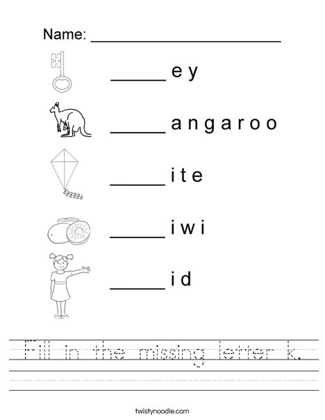 Letter Recognition Phonics Worksheet K Uppercase Super Simple 