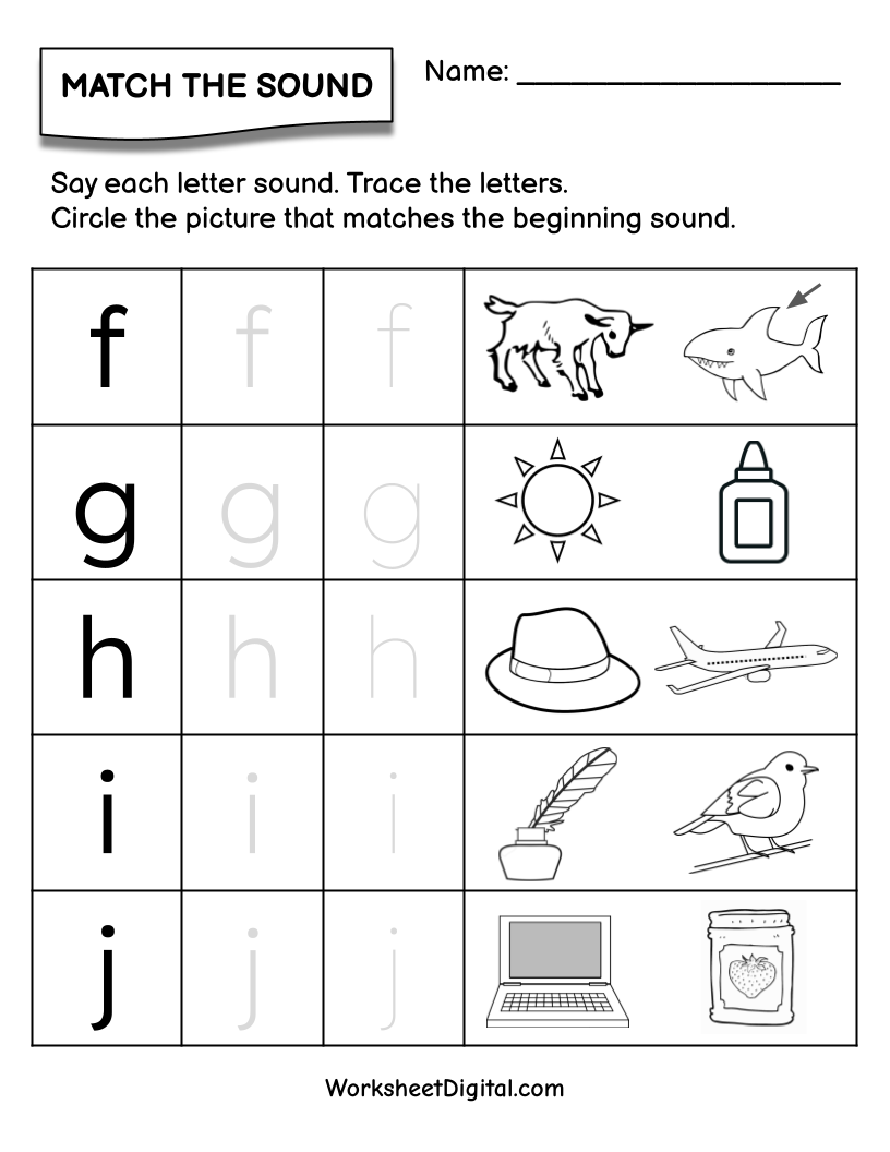 Letter Sound F J Worksheet Digital Worksheets Library