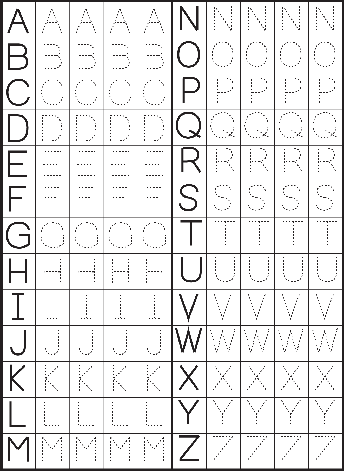 tracing abc letter worksheets