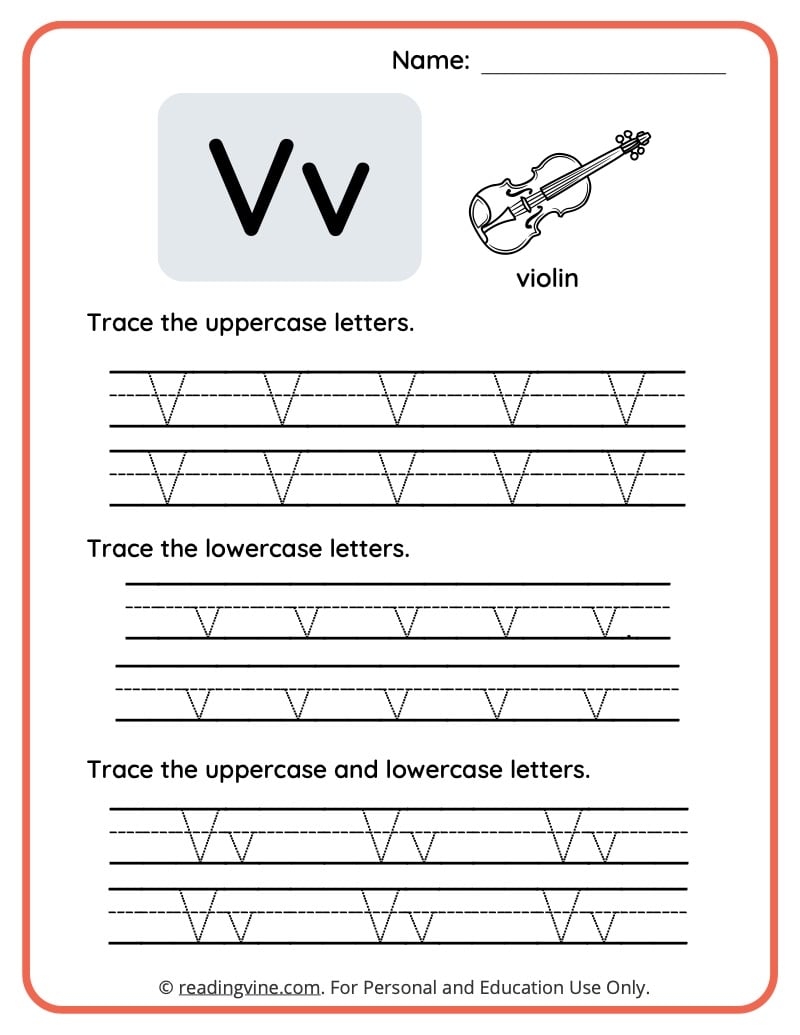 letter v worksheets
