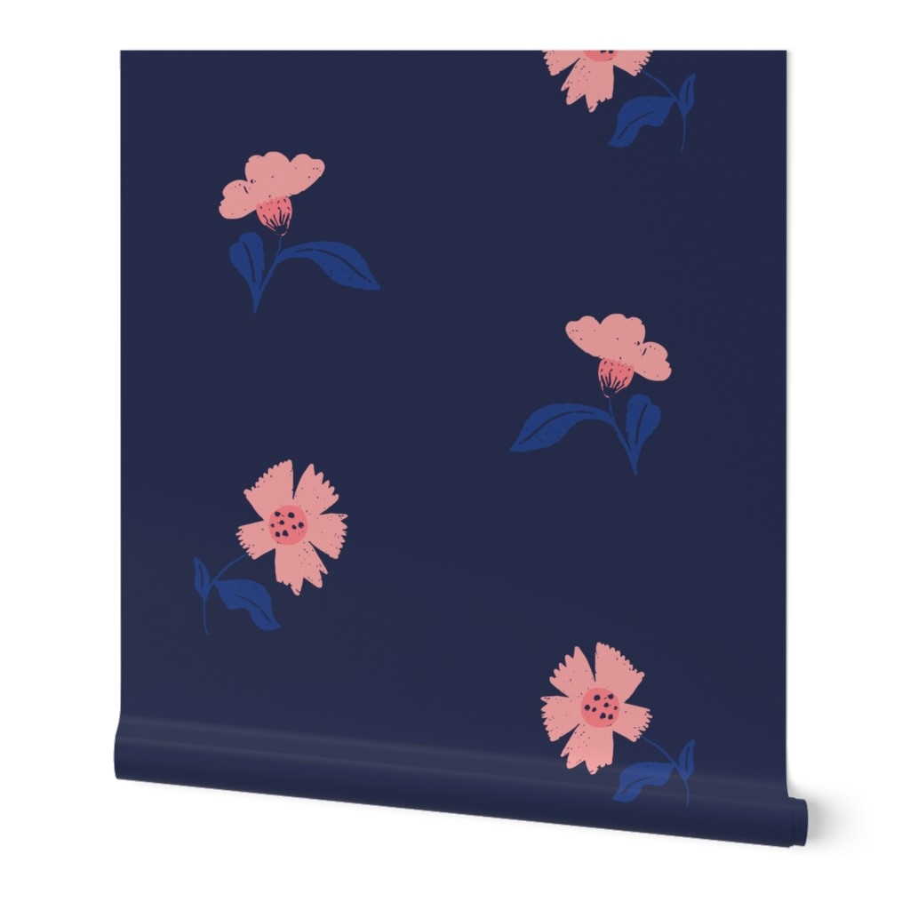 Little Pink Floral Blooms And Blossoms Wallpaper Spoonflower