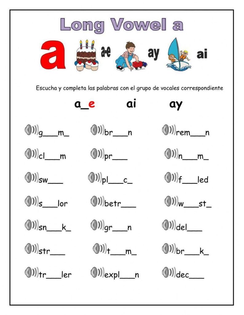 Long A Worksheets Worksheets Library