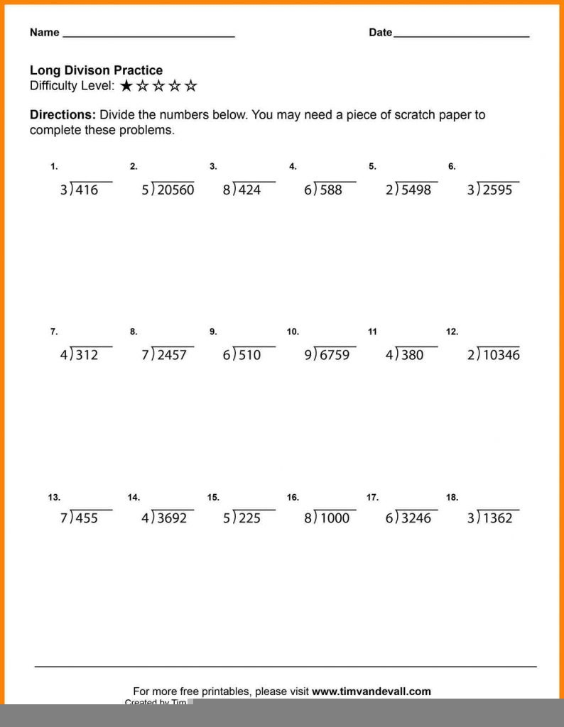 Long Division 5th Grade Worksheet Long Division Worksheets