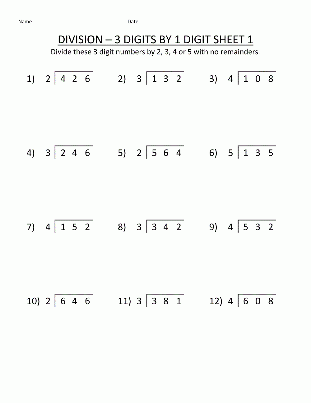 Long Division Worksheets Printable Fourth Grade Math Worksheets 