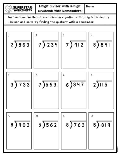 5th grade long division worksheet