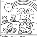 Lovely Easter Bunny Color By Number Coloring Page