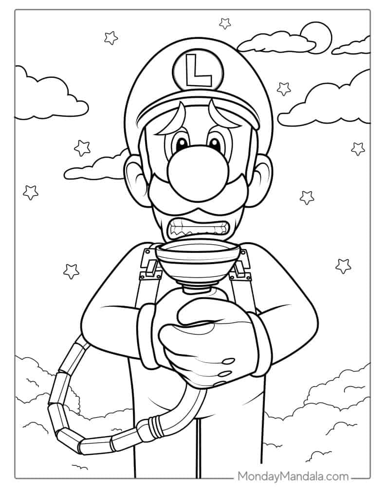 Luigi Mask Coloring Pages Coloring Nation