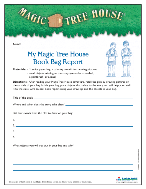 Magic Tree House Book Bag Report Fill Out Sign Online And Download 