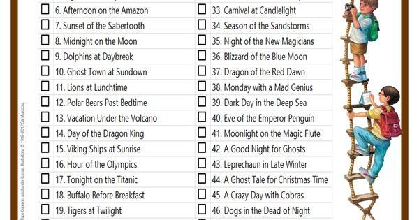 Magic Tree House Printable Book List Printable Word Searches