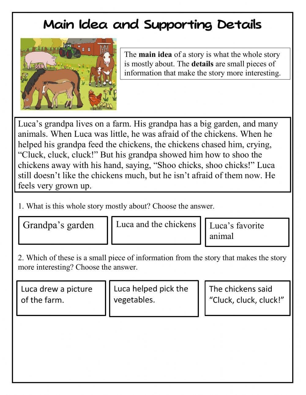 Main Idea And Supporting Details 3 Interactive Worksheet Live 