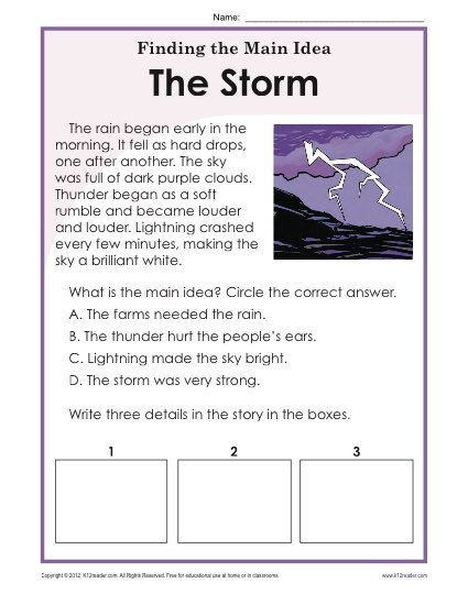 Main Idea Worksheets Main Idea And Details Worksheet Worksheets Library