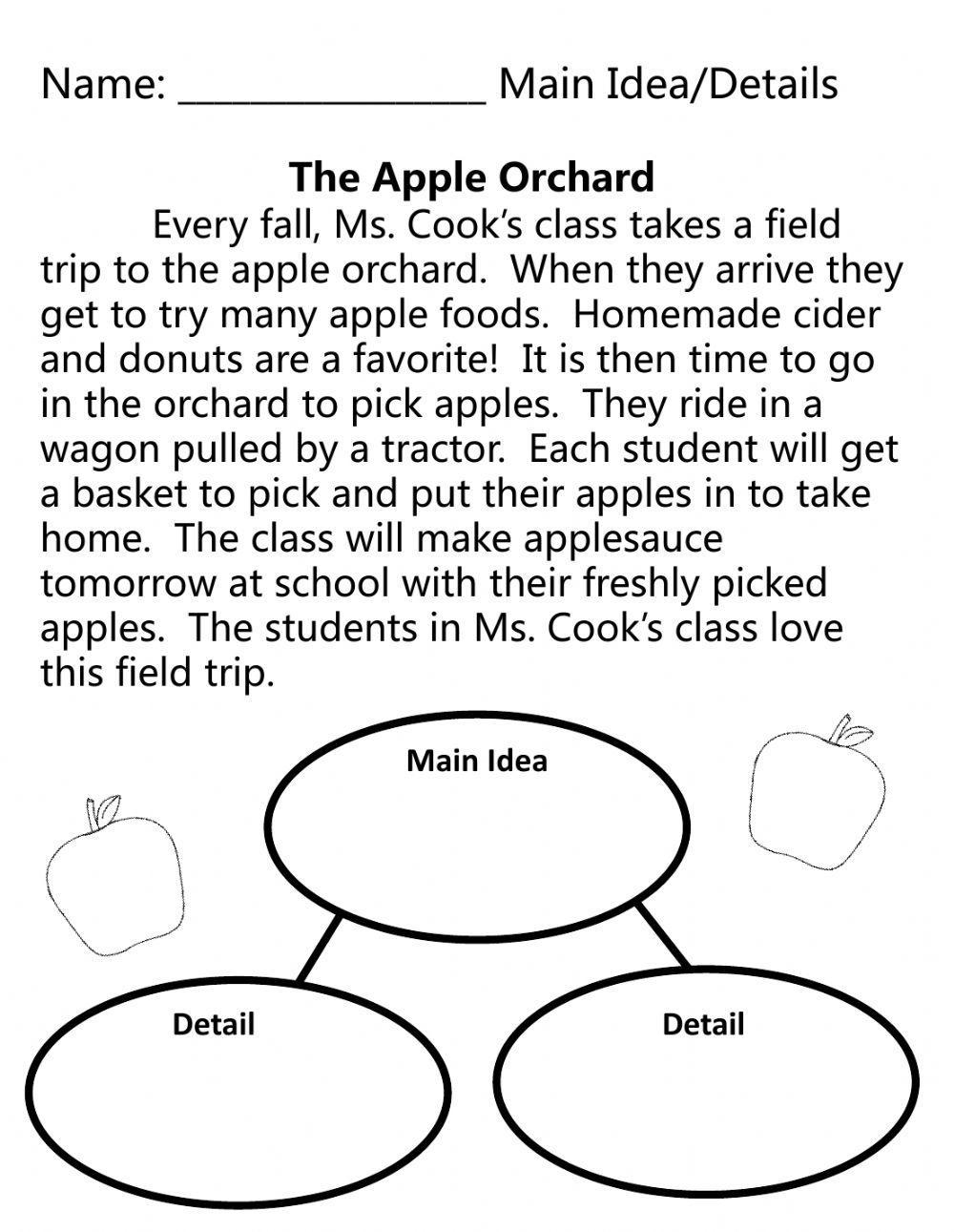 main idea and details worksheets