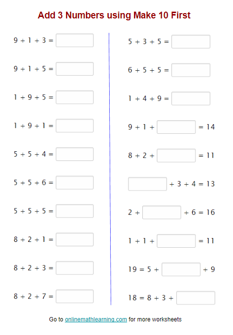 Make A Ten To Add Worksheet First Grade Infoupdate