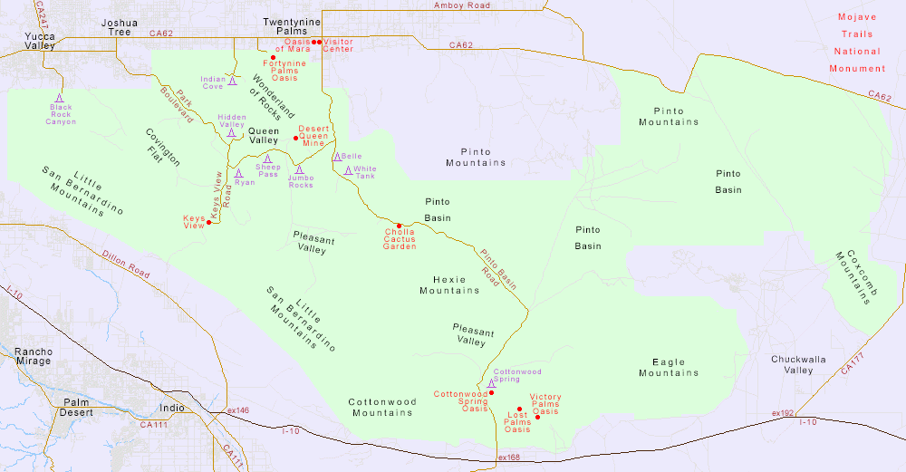 Map Of Joshua Tree National Park California