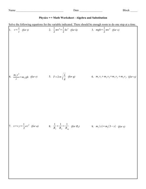 Mastering Physics A Comprehensive Guide To Physics Equations Worksheet