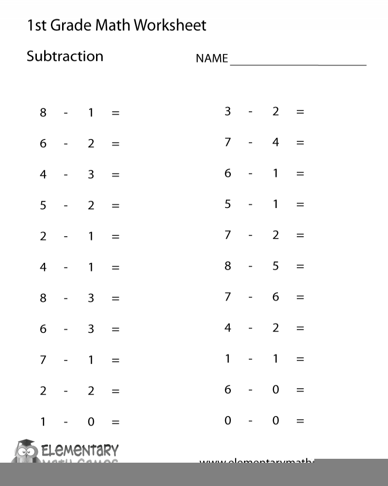 free math worksheets for 1st grade