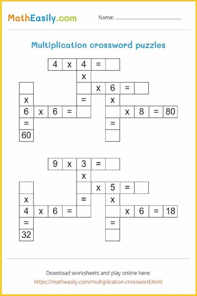 simple crossword puzzles printable