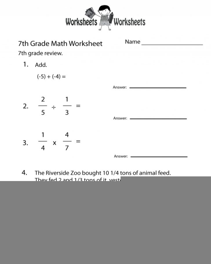 Math For Seventh Graders Worksheets