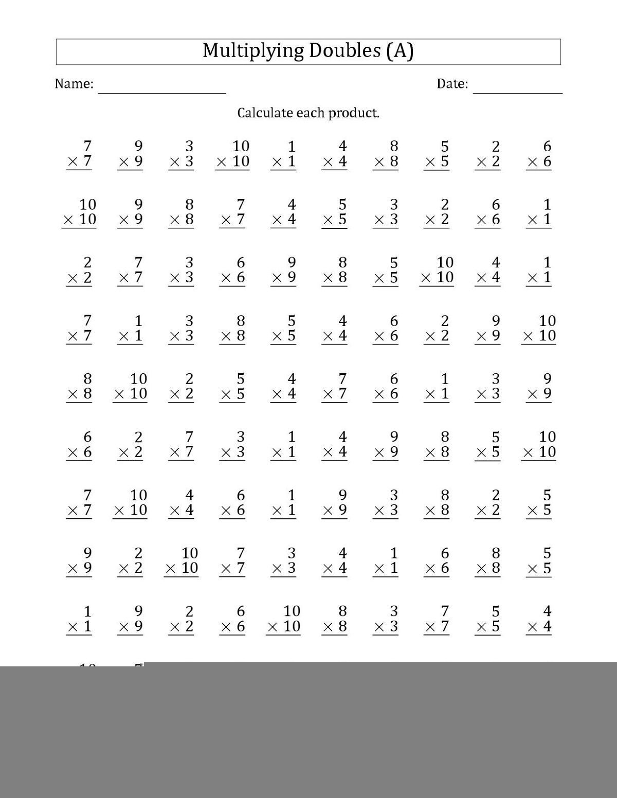 Math Worksheets For Multiplication Multiplication Worksheets