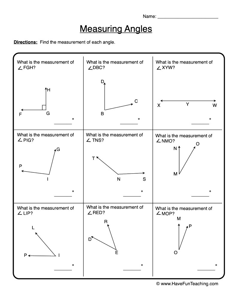 Measuring Angles Worksheet Tes Angleworksheets